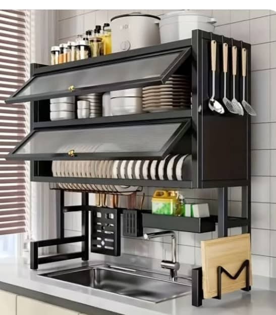 Over-the-Sink Dish Drying Rack with Cabinet