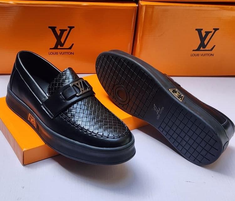 Louis Vuitton Black Mesh & Leather Loafers