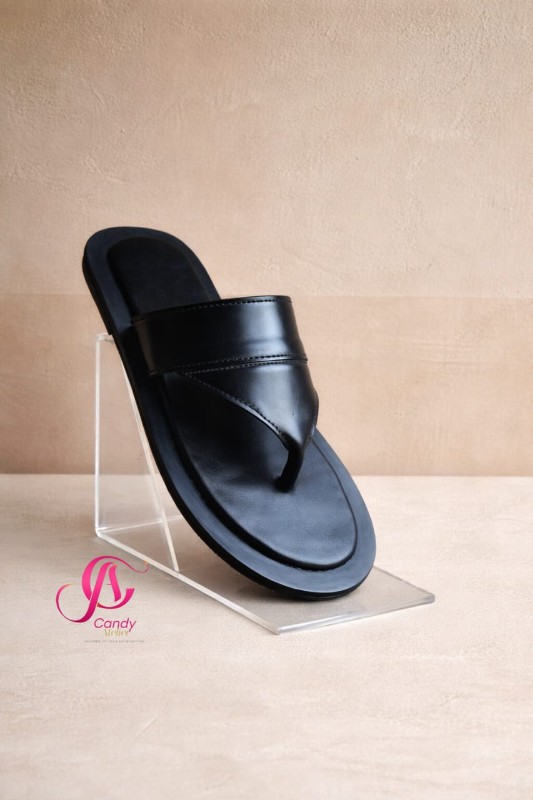 Men's Black Leather Thong Sandals
