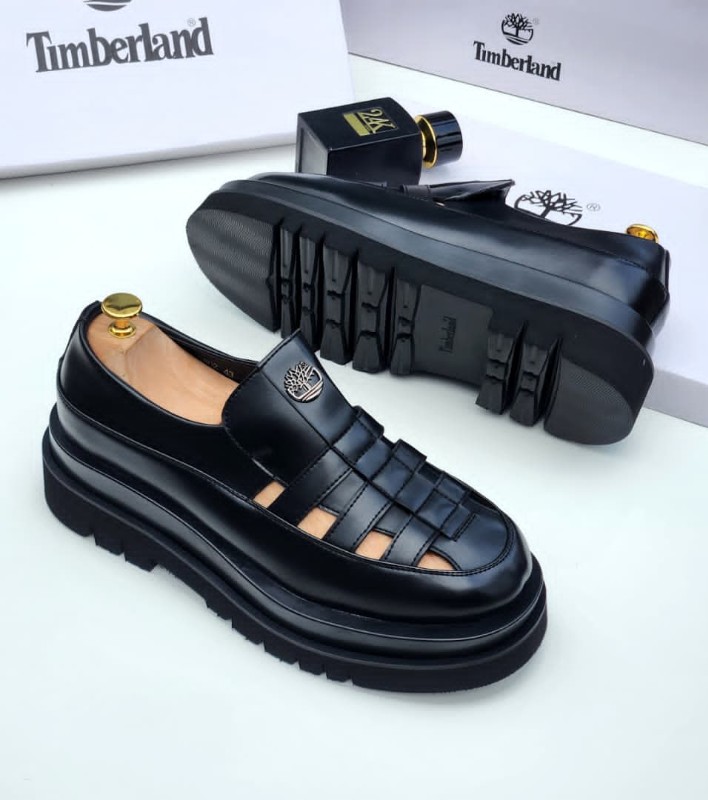 Timberland Black Woven Platform Loafers