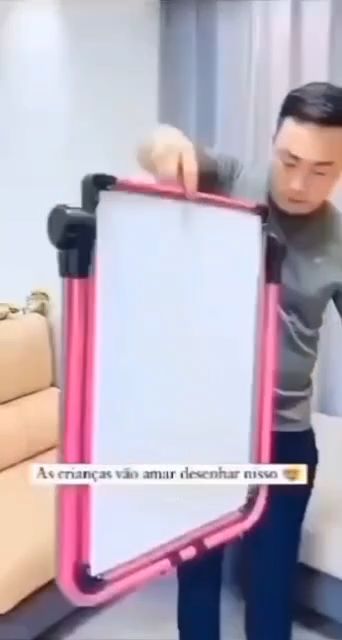 Portable Adjustable Whiteboard with Pink Frame board 